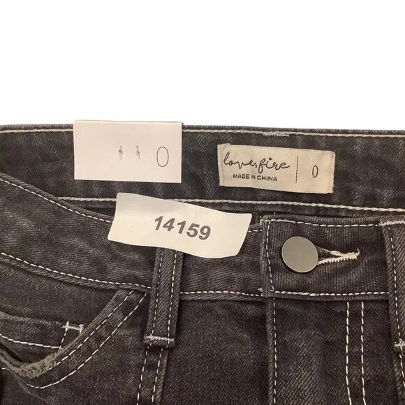 New LOVE FIRE Cargo Denim Maxi Jean Skirt Black Size 0 Love Fire Back Slit Tags - Picture 9 of 9